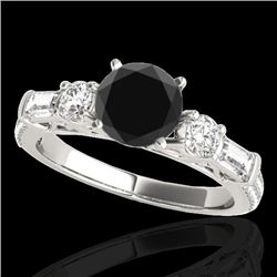 2.5 CTW Certified VS Black Diamond Pave Solitaire Ring 10K White Gold - REF-138K8W - 35483