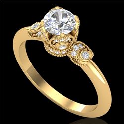 1 CTW VS/SI Diamond Solitaire Art Deco Ring 18K Yellow Gold - REF-157H5A - 36853