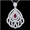 Image 1 : 2 CTW Ruby & Micro Pave VS/SI Diamond Designer Necklace 18K White Gold - REF-178A2X - 21269