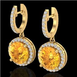 4 CTW Citrine & Micro Pave VS/SI Diamond Designer Halo 18K Yellow Gold - REF-87N8Y - 23180