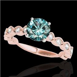 1.5 CTW Si Certified Fancy Blue Diamond Solitaire Ring 10K Rose Gold - REF-163W6F - 34886