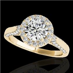 1.5 CTW H-SI/I Certified Diamond Solitaire Halo Ring 10K Yellow Gold - REF-218X2T - 33564
