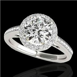 1.3 CTW H-SI/I Certified Diamond Solitaire Halo Ring 10K White & Yellow Gold - REF-172F8N - 34338