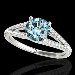 1.25 CTW Si Certified Fancy Blue Diamond Solitaire Ring 10K White Gold - REF-161X8T - 35307