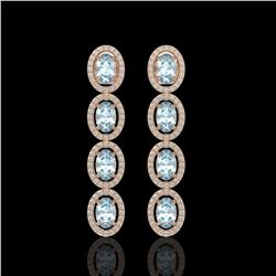 4.68 CTW Aquamarine & Diamond Halo Earrings 10K Rose Gold - REF-115F6N - 40527