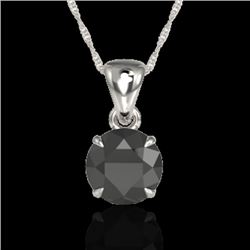 2 CTW Black VS/SI Diamond Inspired Solitaire Necklace 18K White Gold - REF-63W6F - 22015