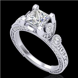 1.75 CTW Princess VS/SI Diamond Art Deco Ring 18K White Gold - REF-445X5T - 37148