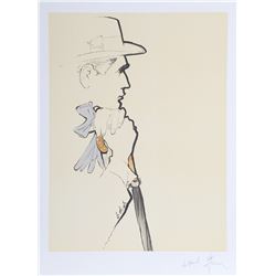 Rene Gruau, Pensive Man with Gloves, Lithograph,
