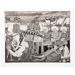 Warrington Colescott, Your Friends At The IRS, Etching,