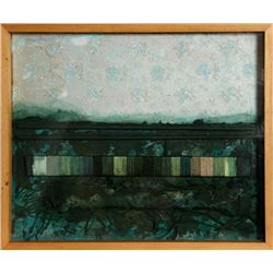 Josep Grau-Garriga, Green Color Chart and Floral Wallpaper, Collage and Mixed Media