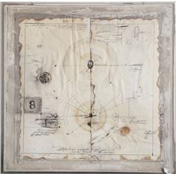 Shlomo Koren, Conceptual Moon Phases 8, Ink, Watercolor and Collage   mounted to Canvas, signed l.l.