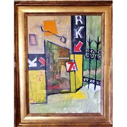 Joseph Solman, Garage, Oil Painting