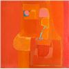 Image 1 : Beverly, Modern Abstract in Orange and Red, Oil Painting, signed u.r.