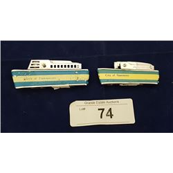 TWO VINTAGE QUEEN OF TSAWWASSEN & CITY OF VANCOUVER FERRY LIGHTERS