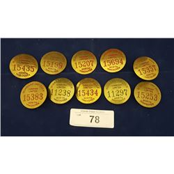 TEN VINTAGE VANCOUVER DRY DOCK WORKERS EMPLOYEE BADGES