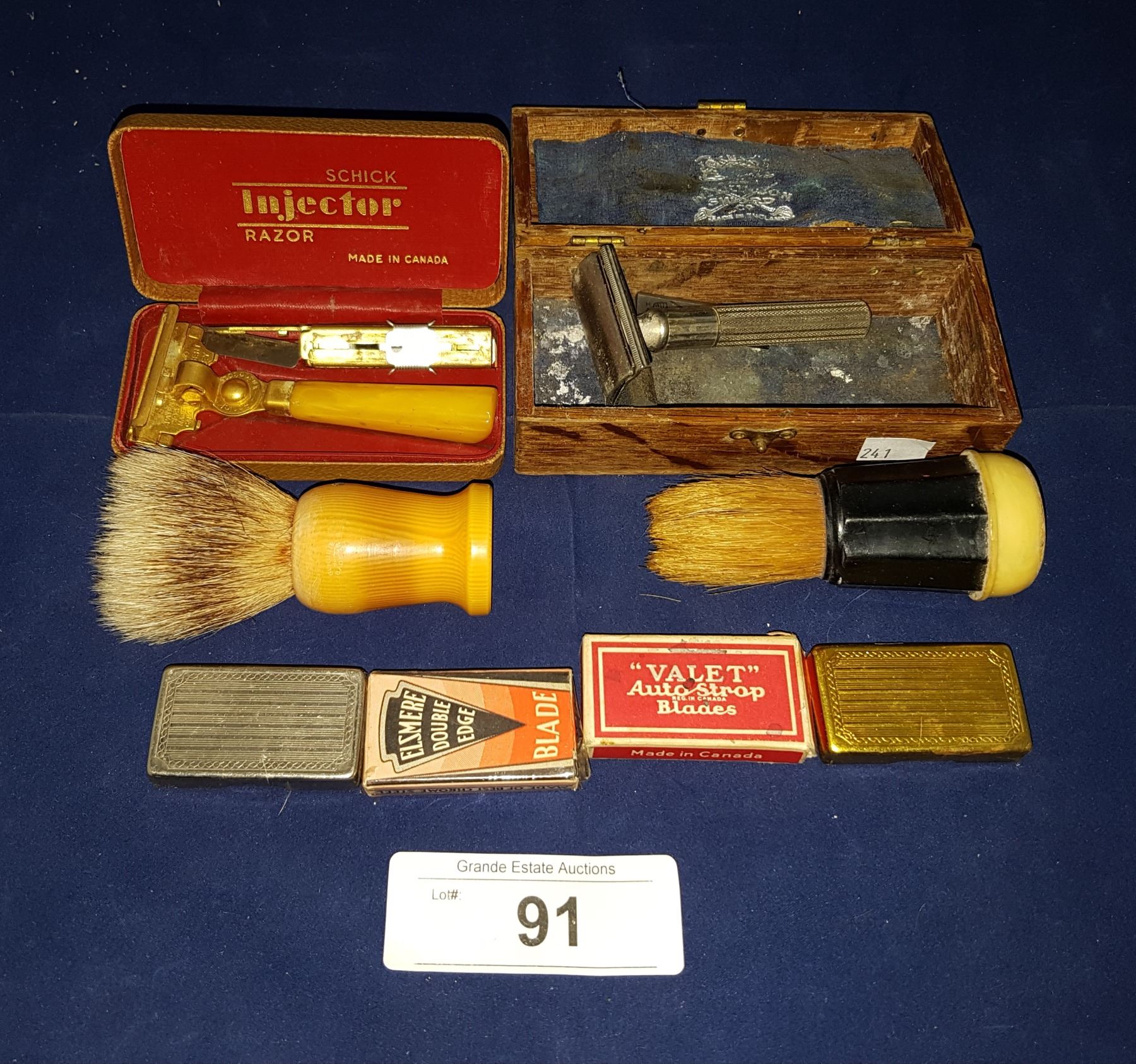 Vintage Razor Collection VINTAGE RAZORS IN CASES, 2 SHAVING BRUSHES, RAZOR BOXES & RAZORS