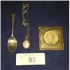 Image 1 : ANTIQUE STERLING SILVER PICTURE FRAME, LOCKET ON ORIGINAL CHAIN, & SPOON