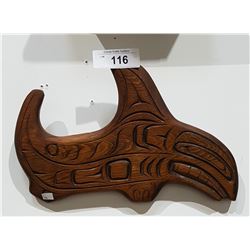 VINTAGE NATIVE CARVED WHALE WALL PLAQUE