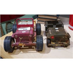 TWO VINTAGE JEEP STEEL PRESSED TOYS