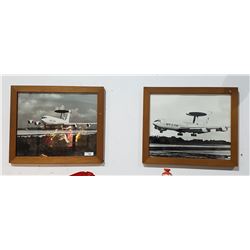 PAIR VINTAGE BLACK/WHITE NATO AIRPLANE PHOTOS IN WOOD FRAMES