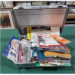 METAL CASE W/VINTAGE EPHEMERA, MAPS, BOOKLETS ETC