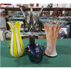 LOT OF 4 ART GLASS VASES