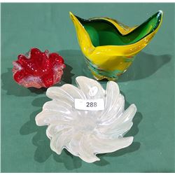 LOT OF 3 MURANO ART GLASS PIECES