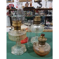 LOT OF 4 ANTIQUE OIL LAMPS