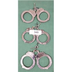 3 PAIRS AUTHENTIC PRISON HANDCUFFS & KEYS