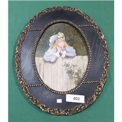 ANTIQUE OIL ON BOARD OF GIRL