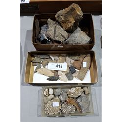 COLLECTION OF STONE ARROWHEADS & FOSSILS