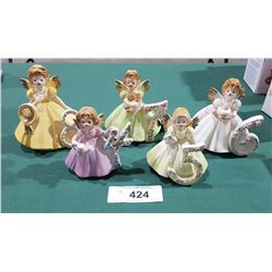 LOT OF 5 VINTAGE JOSEF ORIGINALS BIRTHDAY ANGEL FIGURINES