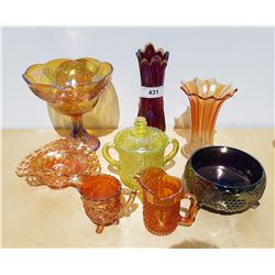 LOT OF 8 PCS VINTAGE CARNIVAL GLASS