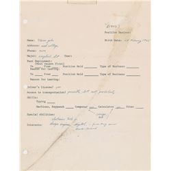Steve Jobs Signed Job Application