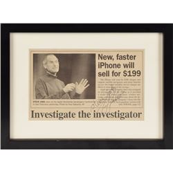 Steve Jobs Signed Newspaper Article
