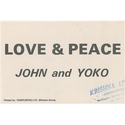 John Lennon and Yoko Ono 'Love & Peace' Flyer