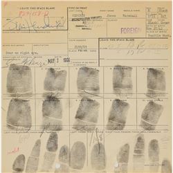 Jimi Hendrix Signed 1969 Toronto Arrest Fingerprint Card