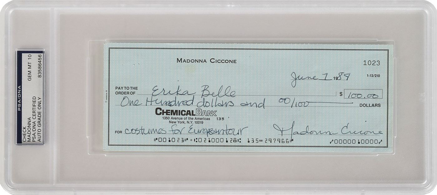 Madonna Signed Check Madonna Signed Check