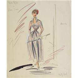 Edith Head Signed Sketch for Beau James