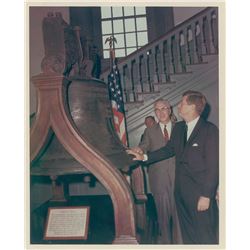 John F. Kennedy and Liberty Bell Original Vintage Photograph by Cecil Stoughton