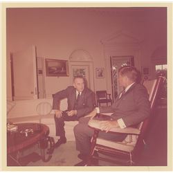 John F. Kennedy and Lyndon B. Johnson Original Vintage Photograph by Cecil Stoughton