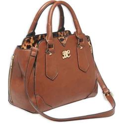 BULLDOG CONCEALED CARRY PURSE SATCHEL CHESTNUT W/ LEOPARD TM