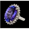 Image 1 : 14.43 ctw Tanzanite and Diamond Ring - 14KT White Gold