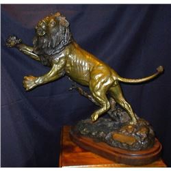 Lion Bronze Entitled “Challenger” (19”H x 15”L x 16”W)