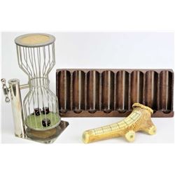Collection of 3 includes antique gambling table