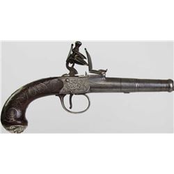 Antique flintlock pistol center box lock