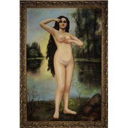 Large pastel nude on canvas