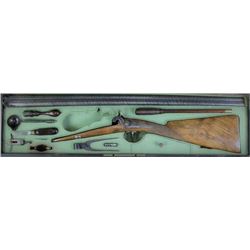 Fine cased double barrel percussion shotgun