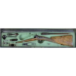 Fine cased double barrel percussion shotgun