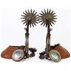 Image 1 : Large unmarked spurs with inlaid silver chevrons